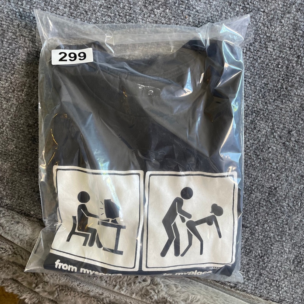 Vintage MrUnderground From MySpace To MyPlace Graphic TShirt Mens XL Black Humor - Picture 7 of 7